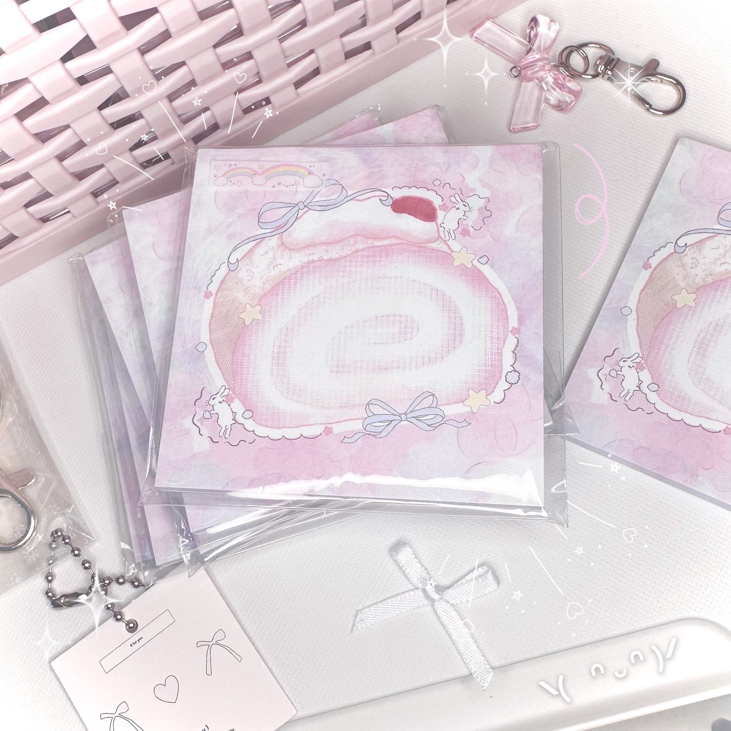 𖠗 🍰 powder roll sticky memo notes ୧ ೀ⋆。˚