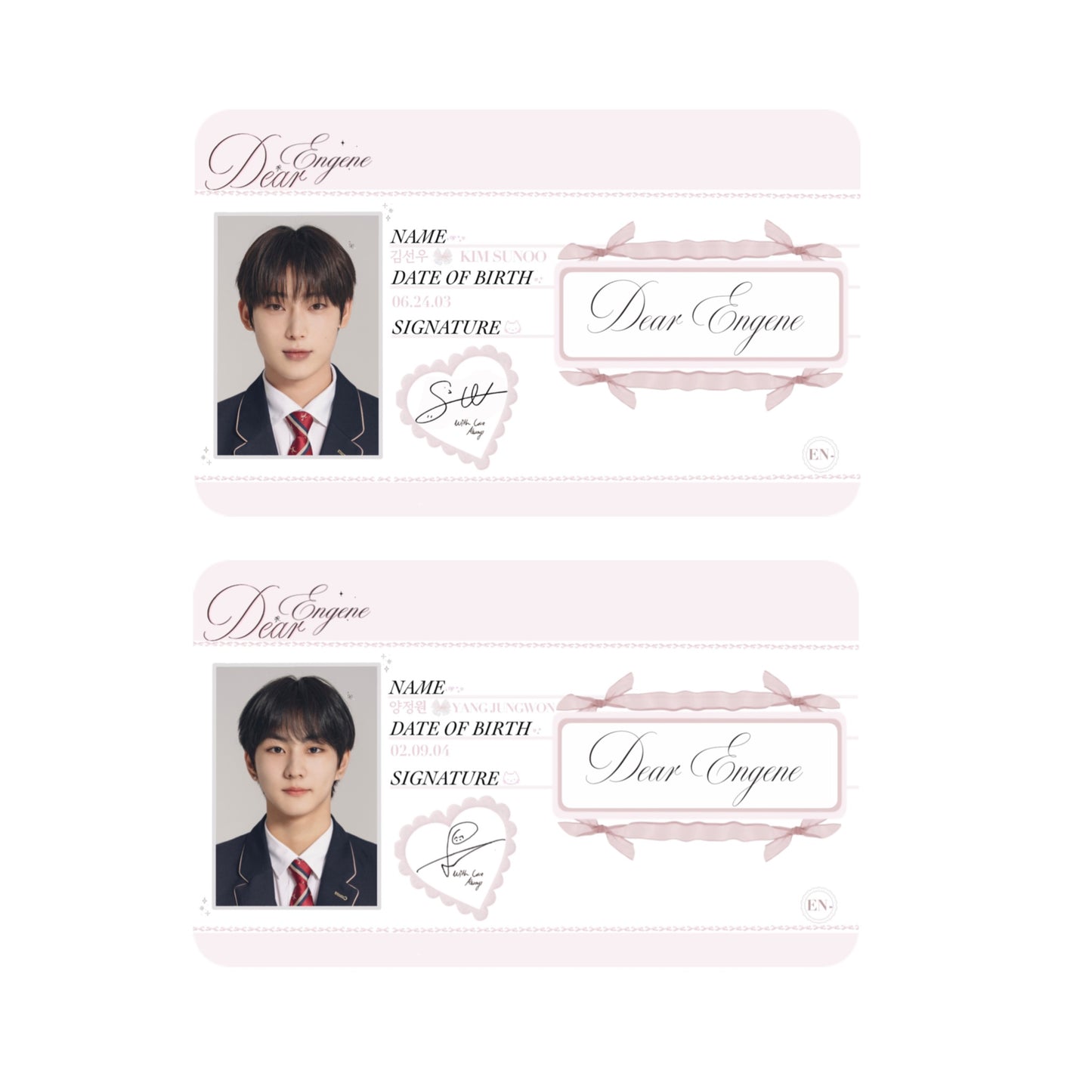 𓍼ིྀ݀໒݂ ◞ . ◟ ིྀ১♡ Dear Engene ID Cards 𓂃𖦹