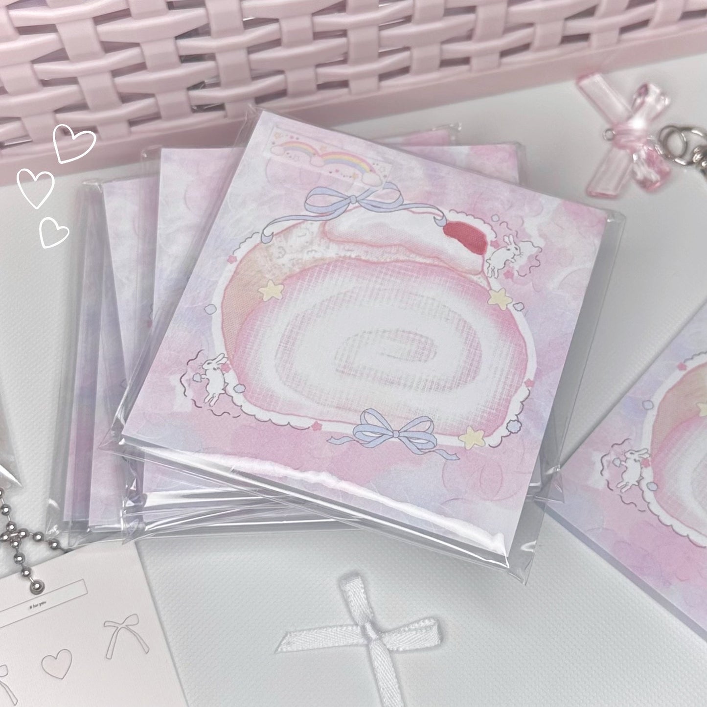 𖠗 🍰 powder roll sticky memo notes ୧ ೀ⋆。˚