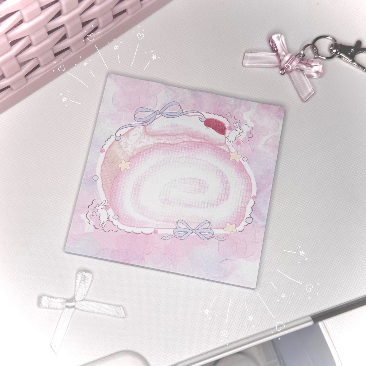 𖠗 🍰 powder roll sticky memo notes ୧ ೀ⋆。˚
