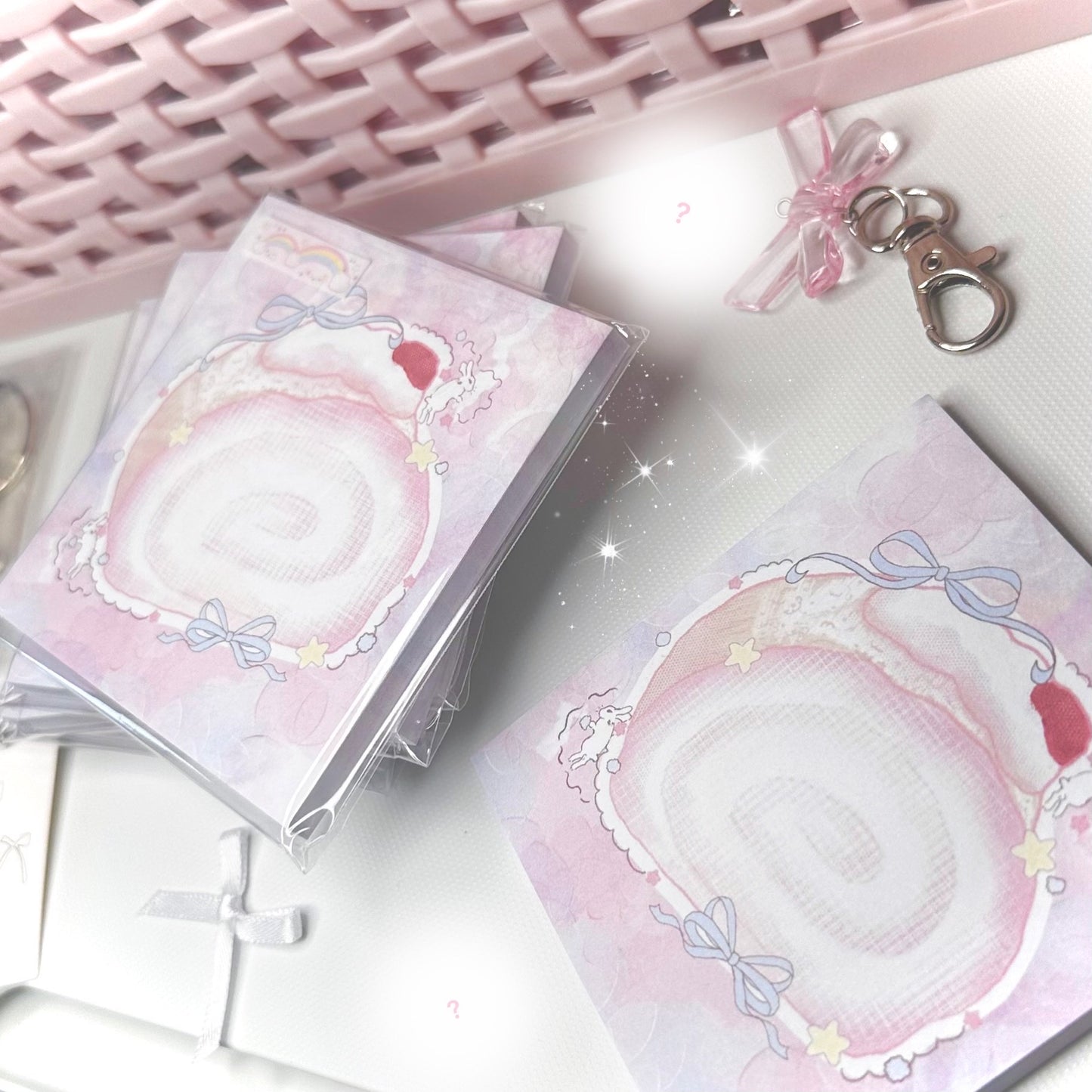 𖠗 🍰 powder roll sticky memo notes ୧ ೀ⋆。˚